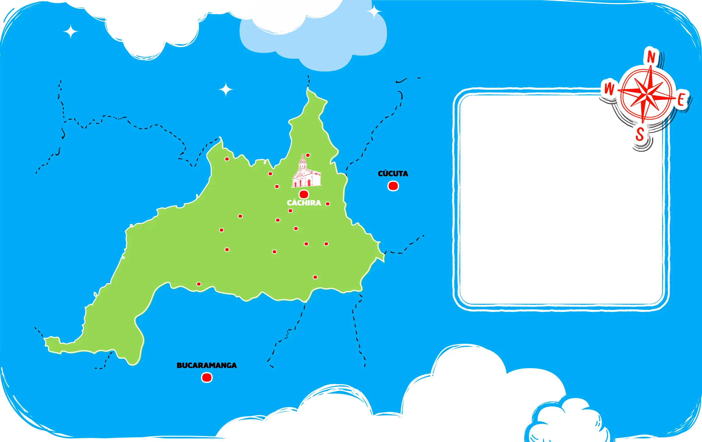 Mapa de Cachira, Norte de Santander, con Bucaramanga y Cucuta como centros de acopio